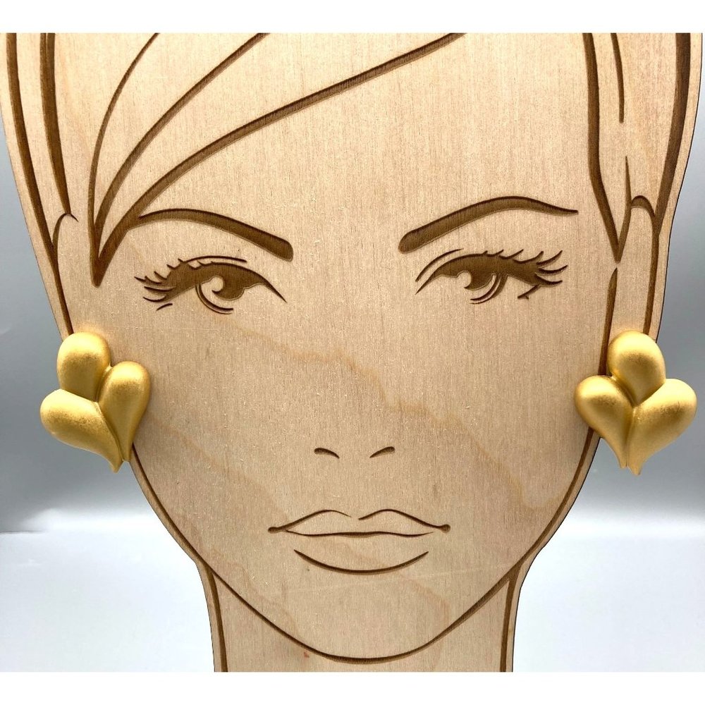 Vintage Trifari Satin Teardrops Earrings, Rich Gold Tone Abstract Clip Ons